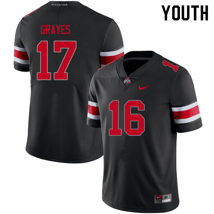 Youth #17 Kyion Grayes Ohio State Buckeyes College Football Jerseys Sale-Blackout